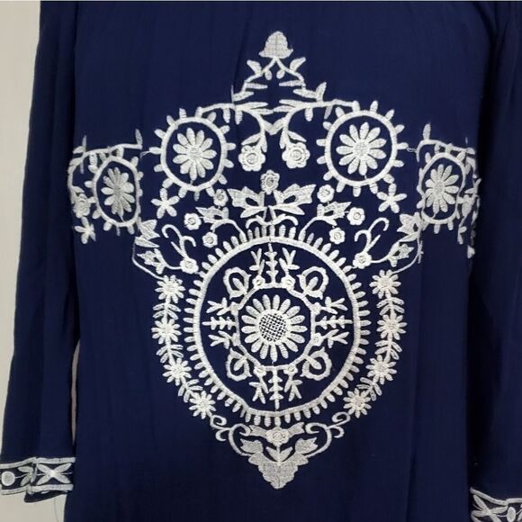 Blue embroidered dress  sz Small - Picture 5 of 9